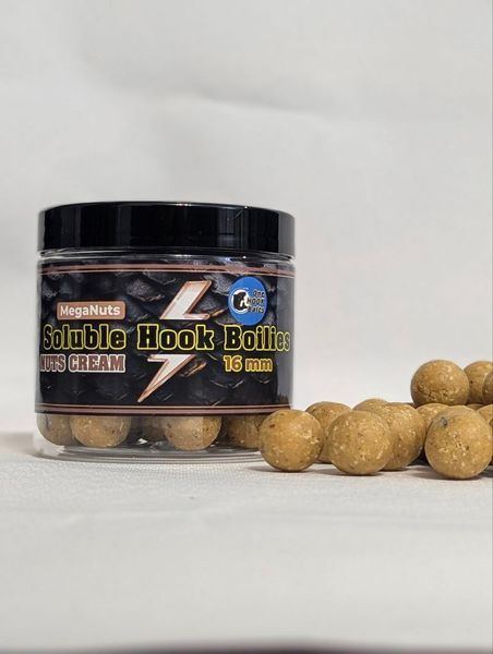Насадкові розчинні бойли Soluble Hook Boilies One Hook Baits MEGA NUTS Nuts Cream 16 мм (100 г) 114 фото
