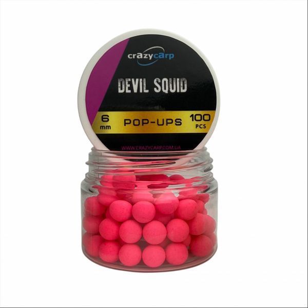 Бойли Pop-up CrazyCarp Fluoro Devil Squid (диявольський кальмар) 6 мм
